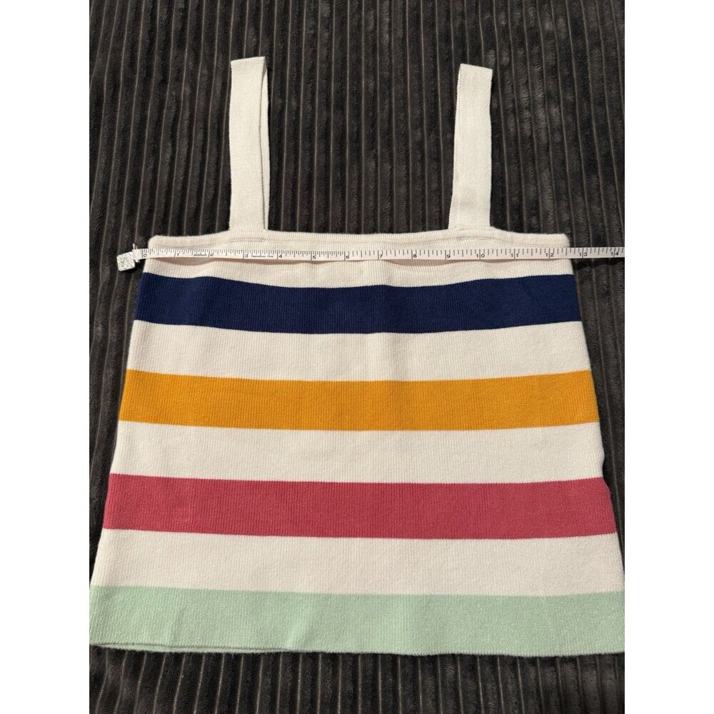 Forever 21 Women's Square Tank Top Multi Color Striped Sleeveless, Size Large